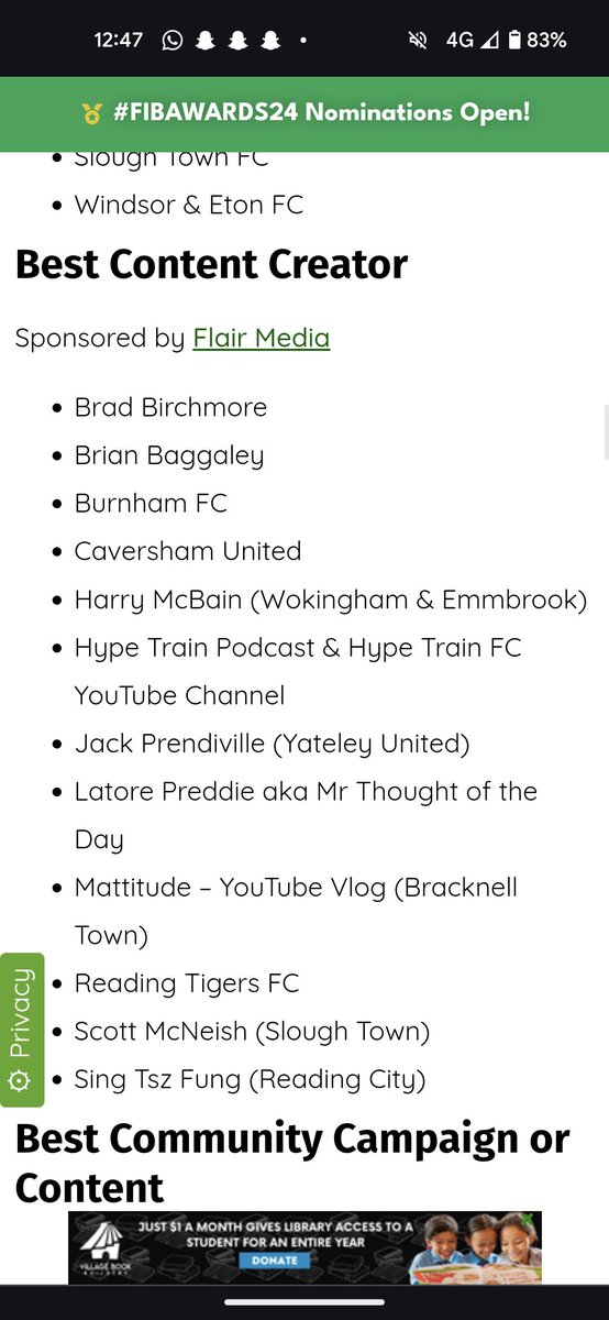 🏆 An honour yet again to be nominated for the Best Content Creator award at @fiberkshire ! Thank you and let's get voting.....