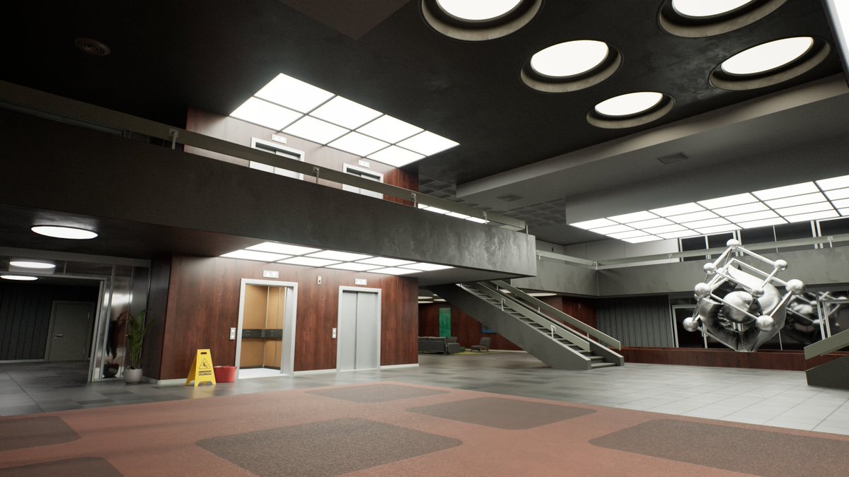 Update on the 80s Facility Environment.  We are pretty much done with the UE version and will soon publish it on the marketplace. As for the Unity version, it is also almost packed. #unrealengine #gameart #environment #severance #3dmodels #UE5 #blender3d