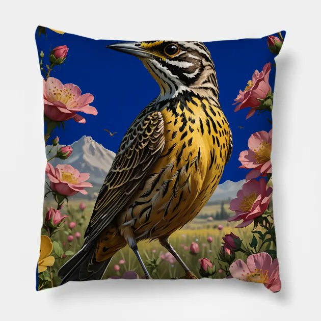 Common #WesternMeadowlark Surrounded By #PrairieRoses 2 - Common Western #Meadowlark - #Pillow #teepublic #homedesign #gifts #cushioncover #pillowcovers #art #accentpillows #interiorstyling #outdoorpillows #livingroom #interiordesigner teepublic.com/throw-pillow/6…