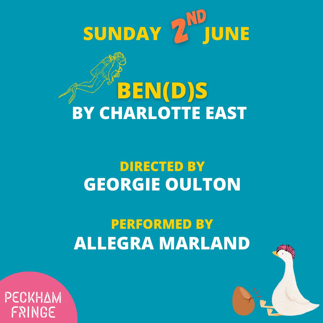 BEN(D)S
By @_Charlotte_East

Directed by
@GeorgieOulton

Performed by
@allegramarland 

A world-record holding free diver takes her ultimate dive of 123 metres. But little does she know what awaits beneath the surface. Looks at grief, mental health & climate change

#newwriting