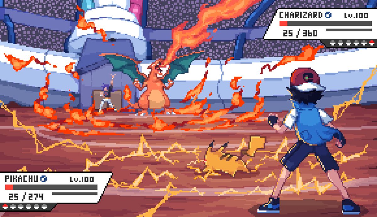 Pokemon finale battle 🫡🫡

artwork provided to us by @haopanyo 

#ashketchum #pixelart