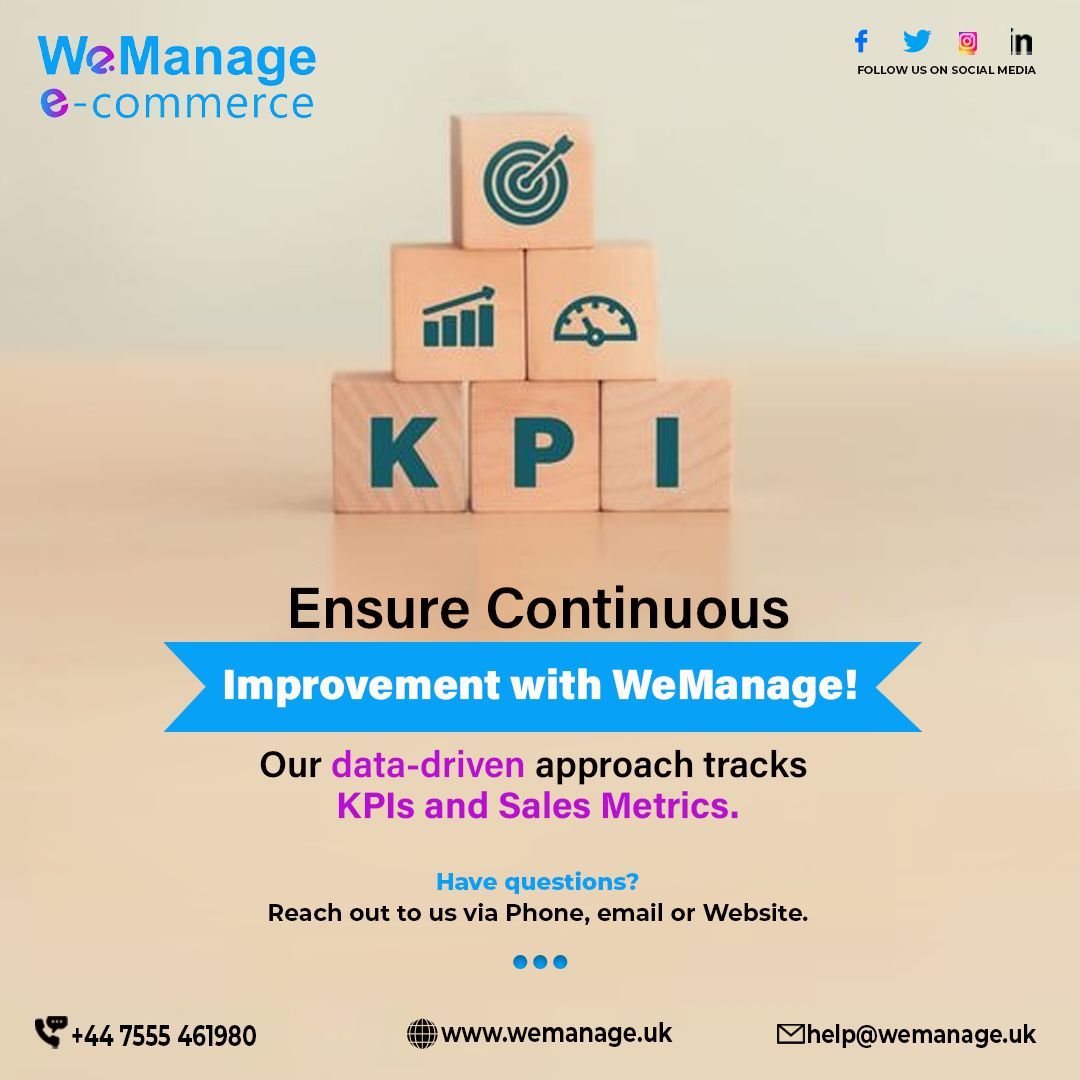 Ensure continuous improvement with WeManage!
Our data-driven approach tracks KPIs and sales metrics
Contact Us At :
wemanage.uk
.
#KPIs #DataDrivenSuccess #businessgrowth
