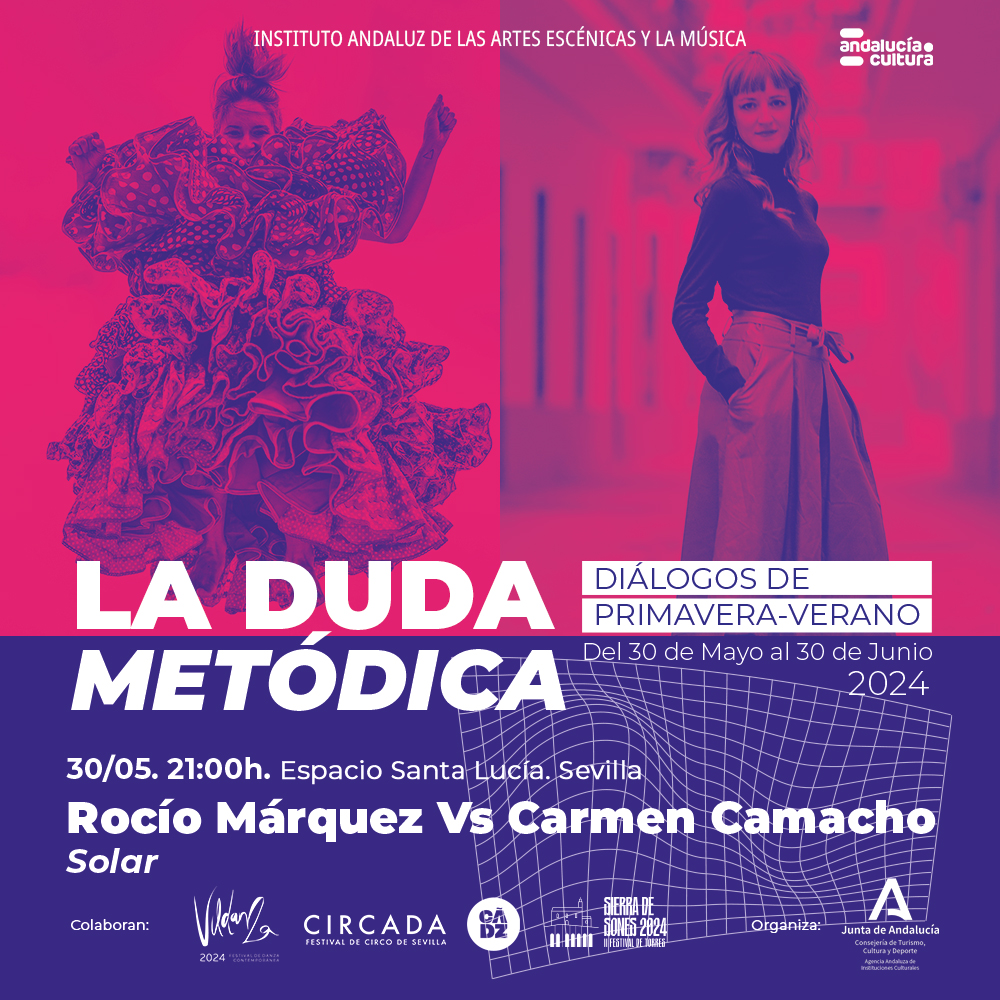 #HOY arranca el ciclo de diálogos 'La Duda Metódica' con la cantaora @Rocio_Marquez_ y la poeta @aycarmelaaaaa 📌 Será a las 21h en Espacio Santa Lucía #CIRAE #Sevilla lajunta.es/4ta02 @CulturaAND @JuntaSevilla @FestivalCircada @sierradesones