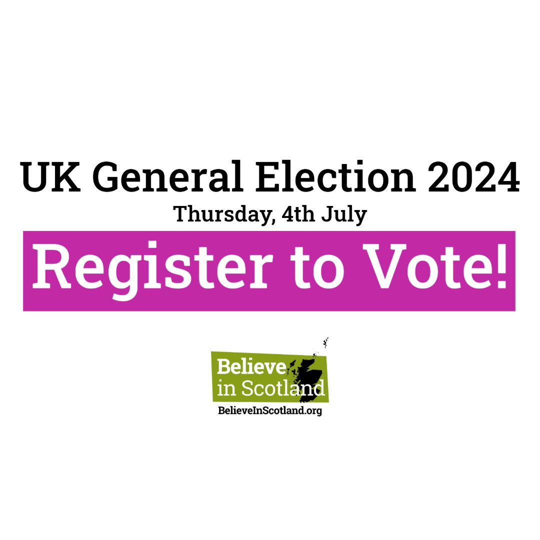 🟪 The UK General election will take place on Thursday 4th July 2024, between 07:00am and 10:00pm. We have put this short guide together to help you get registered to vote or find out the key information that you may need: believeinscotland.org/ge2024