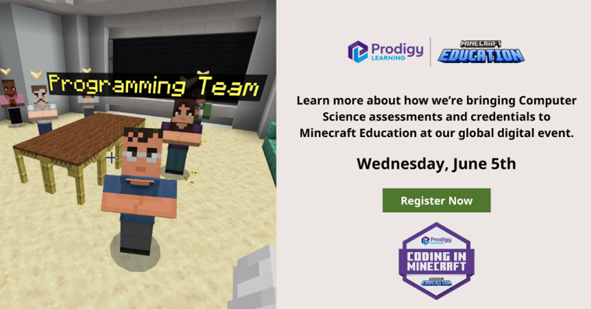 PlayCraftLearn's tweet photo. Our digital event introducing our new comprehensive #ComputerScience program is coming up next week, don’t miss out!

Learn how we’re partnering with @CertMatters to bring assessment and credentialing to #MinecraftEdu’s #CS curriculum.

Register at https://t.co/I5t5cHbvbL https://t.co/8Z6rr9QZuN