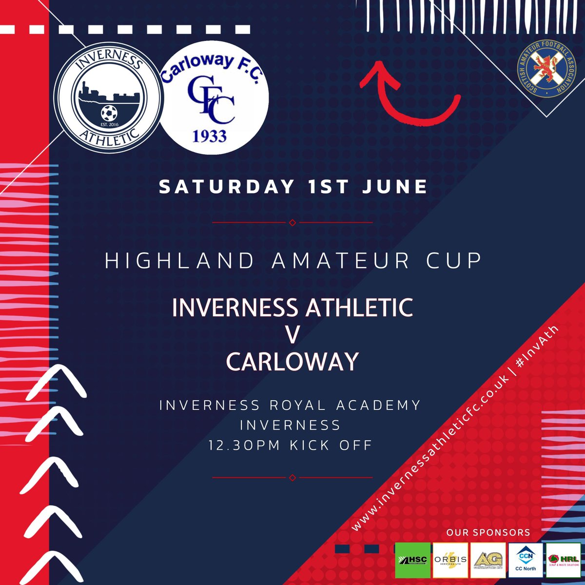 InvernessAthFC's tweet photo. 🌑 𝐍𝐄𝐗𝐓 𝐔𝐏 🔴
📅 Sat 1st June
🆚 Inverness Ath v Carloway
🏆 Highland Amateur Cup
🏟️ IRA 4G
⏰ 12.30 PM
#InvAth | #Amatuer | #HighlandAm
🤝 𝐒𝐏𝐎𝐍𝐒𝐎𝐑𝐒 🤝
AG Contractors
HRL Scrap & Waste
CC north
Highland Surfacing & Contracting
Orbis https://t.co/vRb0IiKZgh