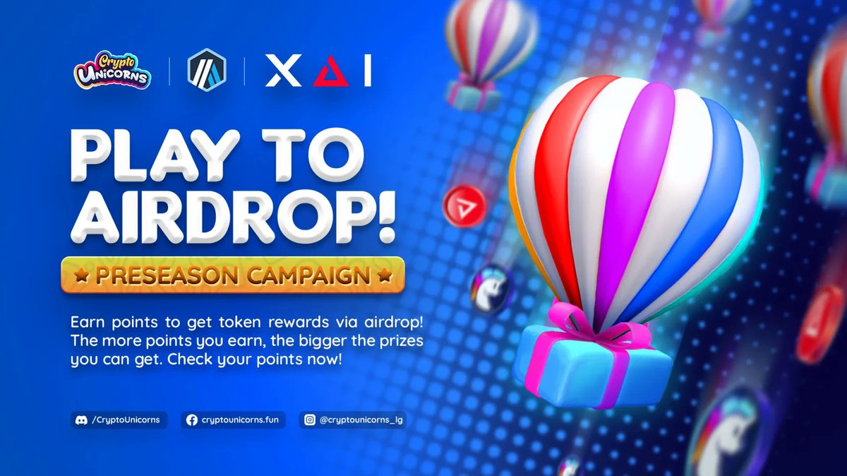 𝐂𝐑𝐘𝐏𝐓𝐎 𝐔𝐍𝐈𝐂𝐎𝐑𝐍𝐒

▫️(<a href="/Crypto_unicorns/">Crypto Unicorns</a>) 

- $8-figure XAI token grant
- $26M raised from Delphi, Bitkraft, &amp; Polygon
- 1,000+ daily &amp; 2,500+ monthly active users
- Play-to-Airdrop campaign 
- $CU token

Step into the exciting multiverse of Crypto Unicorns! 🧵