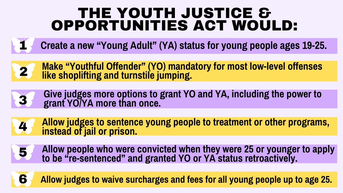 The #YouthJusticeandOpportunitiesAct will expand opportunities for alternatives to incarceration & record sealing for young people up through age 25. Urge your legislators to get it done! #YouthJusticeNY #StreetstoFeats #NothingAboutUsWithoutUs.  Act now: p2a.co/2jJ28Rs