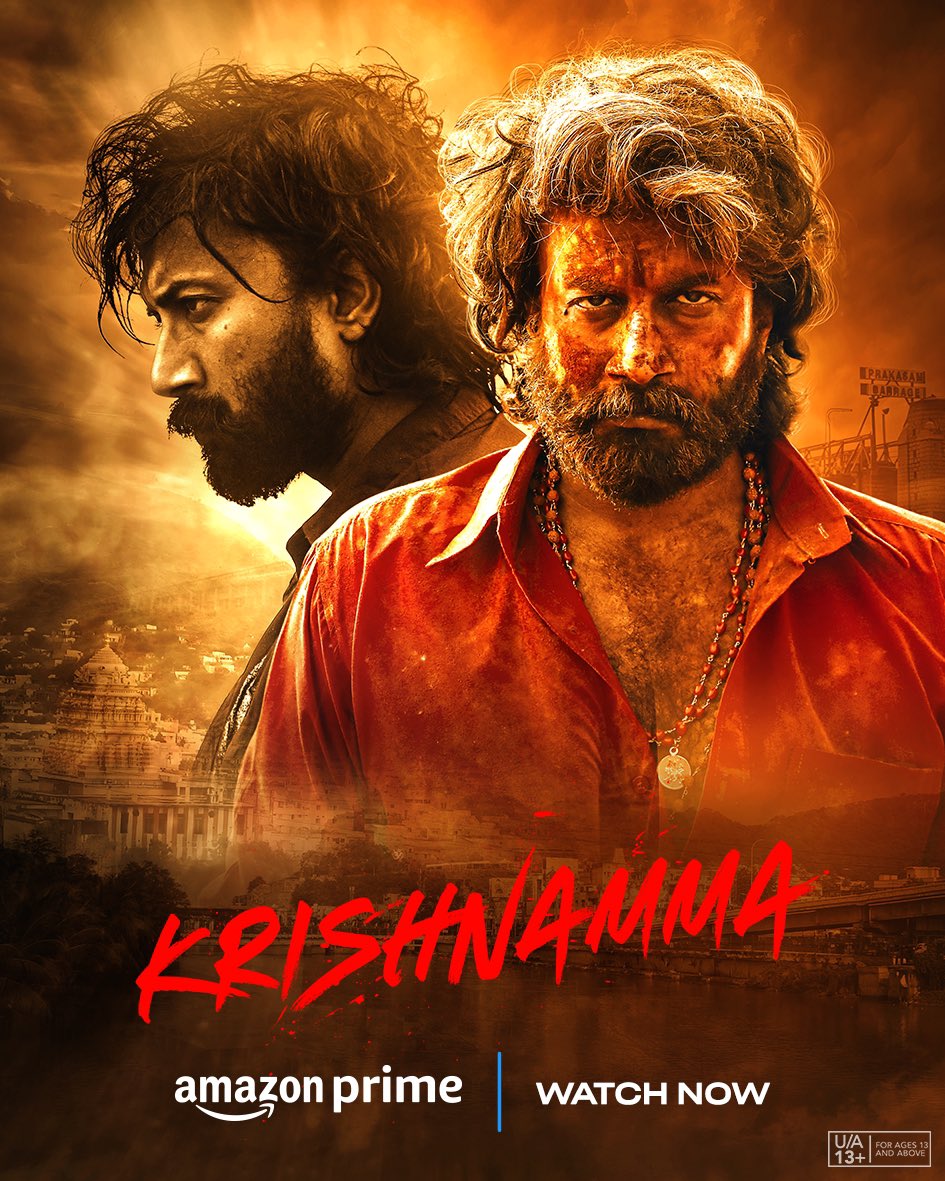 The tale of FRIENDSHIP & REVENGE, #Krishnamma is now streaming on @PrimeVideoIN ❤‍🔥

Watch #Krishnamma for @ActorSatyaDev's stellar performance 🤩

Stream now!
▶️ bit.ly/KrishnammaOnPr…

#VVGopalakrishna #koratalasiva @kaalabhairava7 @ArunachalaCOffl @saregamasouth