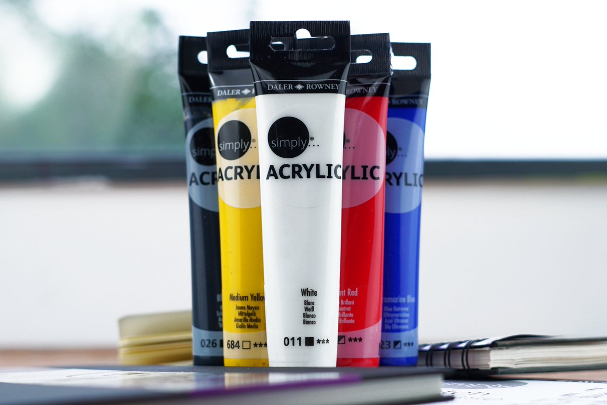 DalerRowney's tweet photo. Ideal for experimenting, the Simply Acrylic paints have a high lightfastness (3*), are a soft body acrylic and are fast-drying.
#SimplyCreate #DalerRowney #ArtEnthusiasts #InspiringCreativity #ArtSupplies #ArtIdeas https://t.co/S2eR7LlVjI