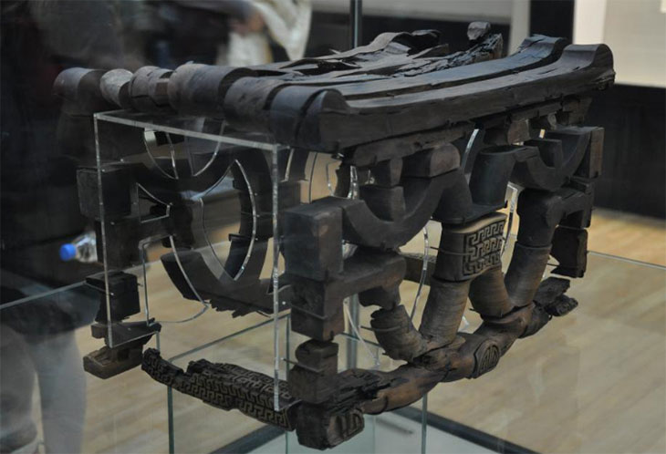 Three thousand years old table of Phrygian King Midas. Turkish and American experts have pieced together scattered wooden pieces from King Midas' tomb and discovered that this is King Midas' desk.
The artifact is on display at the Museum of Anatolian Civilizations.