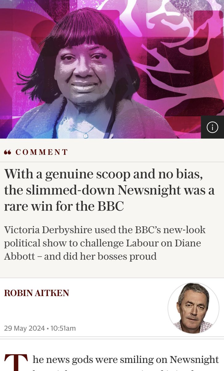 💥 First review is in 💥 

‘With a genuine scoop and no bias, the slimmed-down Newsnight was a rare win for the BBC’ - @Telegraph 

#Newsnight