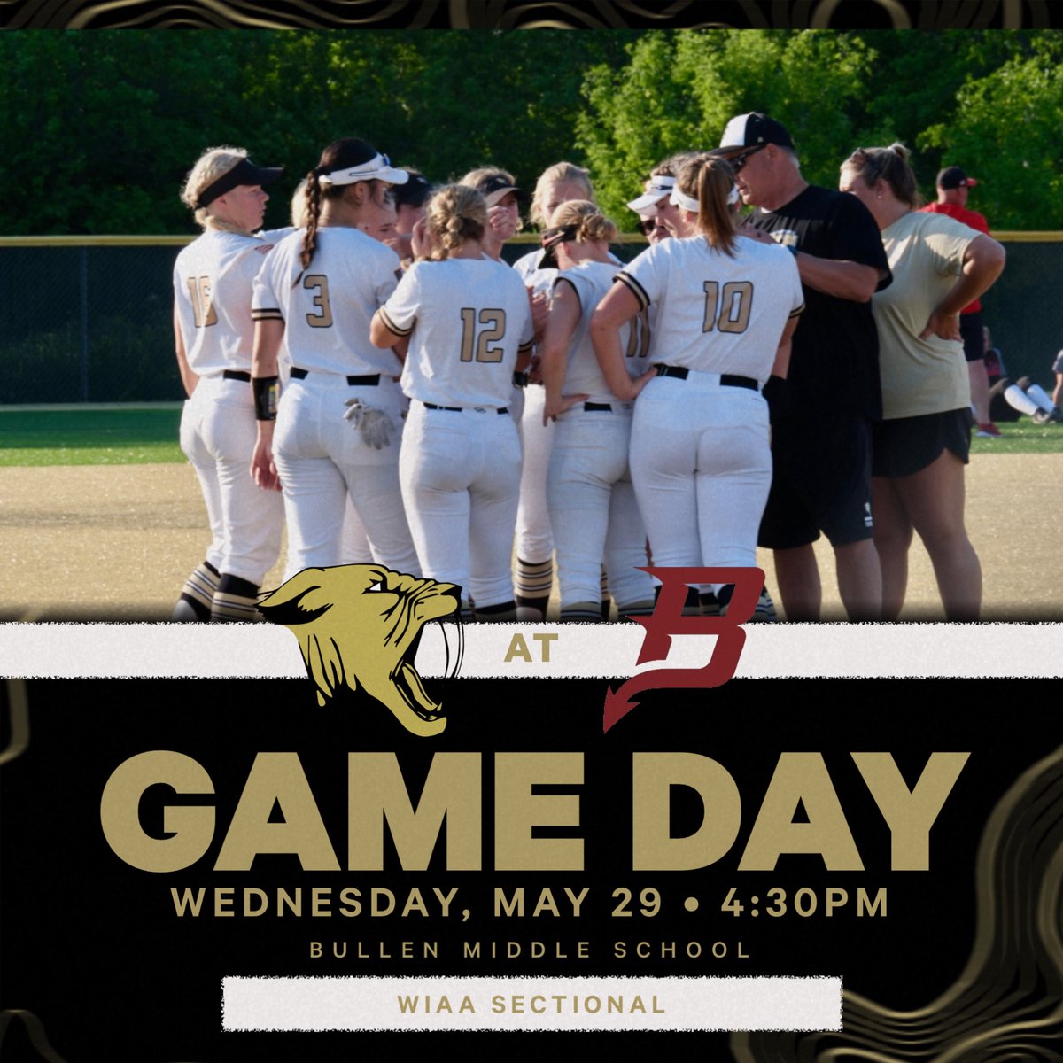 ‼️IT’S GAME DAY‼️ 

📍BULLEN MIDDLE SCHOOL • KENOSHA
🆚 KENOSHA BRADFORD
⏰ 4:30PM
🎟️ $7 
🚌 2:30PM
🏆 SECTIONAL SEMI FINAL
🔒 IN