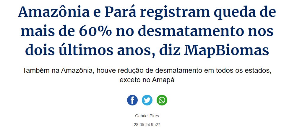 Fracasso é de quem não consegue observar à sua frente uma queda de mais de 60% do desmatamento na Amazônia NESTE GOVERNO. A estes talvez estejam com saudade de quando era liberado passar a boiada.