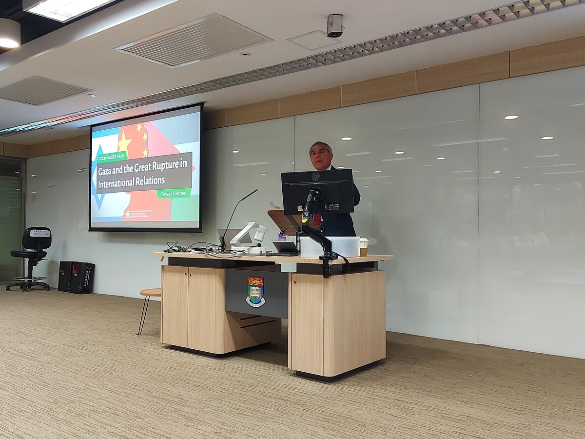 BrianWongOPR's tweet photo. Great to have @FawazGerges launch his book and speak on the current state of the Middle East at the @CCCW_hku today, with expert moderation from @zuibrahim. Some really excellent floor questions were asked by highly informed and thoughtful students. https://t.co/hBQrNVZJCL