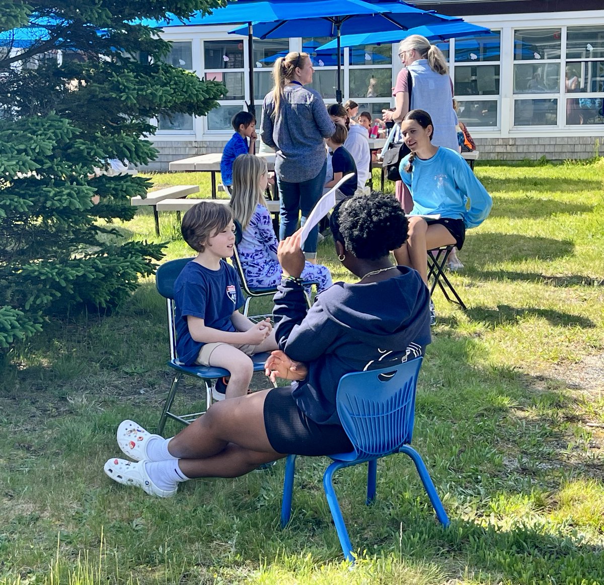 NausetOES's tweet photo. Seventh-grade students from NRMS visited OES to read their self-composed fairy tales to second-graders. https://t.co/8DmAvatMc0