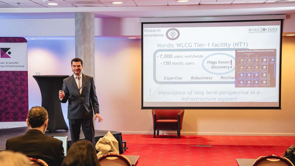 Last but not least, NeIC Executive manager Tomasz Malkiewicz spoke about NeIC's project portfolio with a focus on the impacts of our work. In the photo (by Arbo Rae photography, as are the other photos from today) you can spot some of them! #NeIC2024 #ResearchInfrastructures