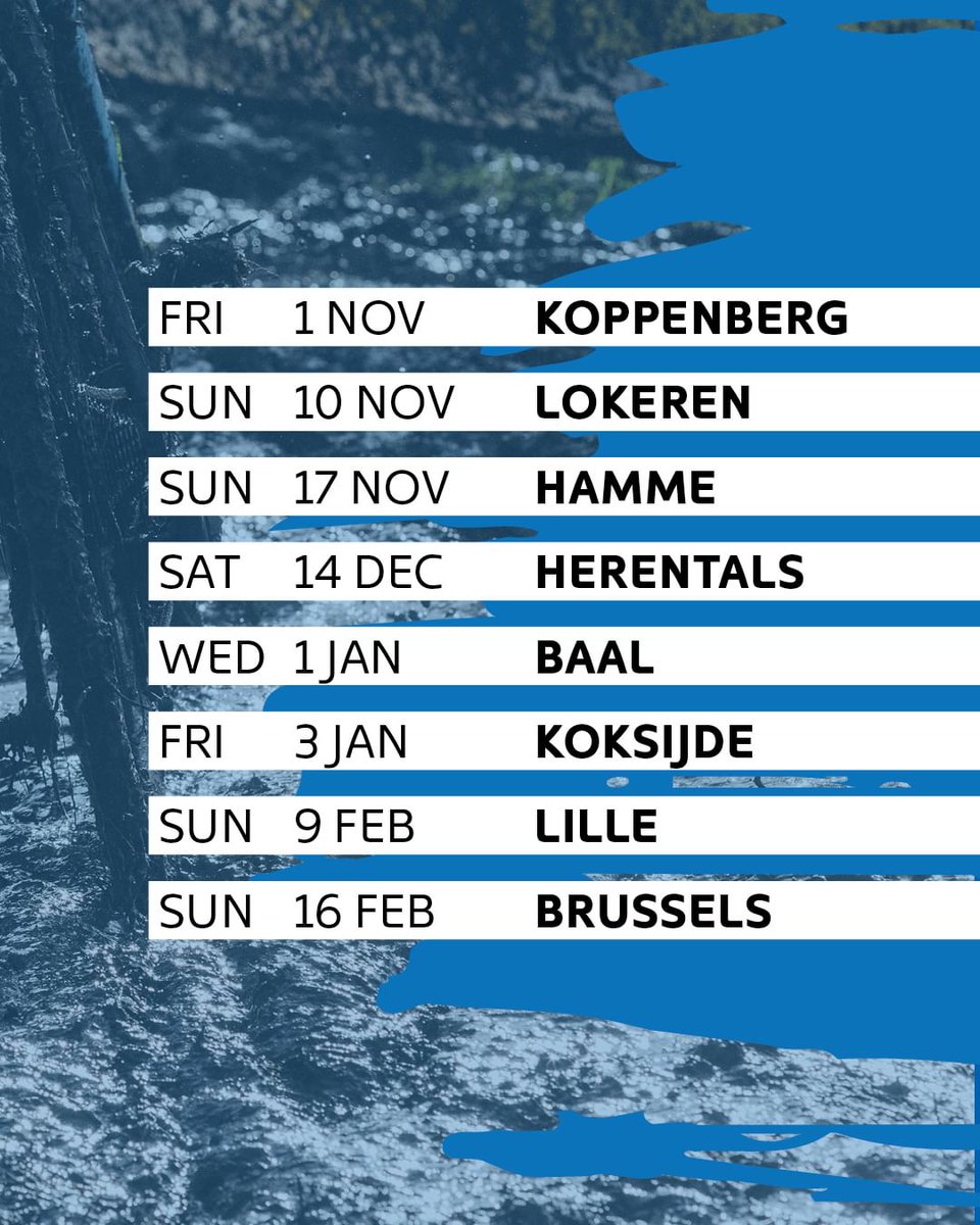 The X2O Badkamers Trofee has announced their race calendar for next cyclocross season. One change compared to the 23/24 season: 🇧🇪 Lokeren replaces the Urban Cross in 🇧🇪 Kortrijk.

Kortrijk takes place on 23 November but won't be part of the X2O Trofee anymore.