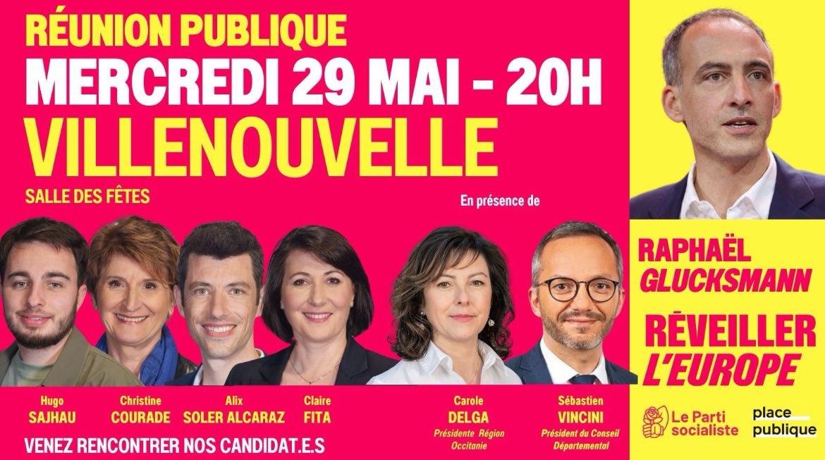 Parti socialiste de la Haute-Garonne (@socialistes31) on Twitter photo 👋On se retrouve ce soir à #Villenouvelle
En présence de <a href="/SebVincini/">Sébastien Vincini</a>, <a href="/CaroleDelga/">Carole Delga</a>, <a href="/claire_fita/">Claire Fita</a>, <a href="/CCourade/">Christine COURADE</a>, <a href="/AlixAlcaraz/">Alix Soler-Alcaraz</a> et <a href="/SajhauHugo/">Hugo Sajhau</a> 👋On se retrouve ce soir à #Villenouvelle
En présence de <a href="/SebVincini/">Sébastien Vincini</a>, <a href="/CaroleDelga/">Carole Delga</a>, <a href="/claire_fita/">Claire Fita</a>, <a href="/CCourade/">Christine COURADE</a>, <a href="/AlixAlcaraz/">Alix Soler-Alcaraz</a> et <a href="/SajhauHugo/">Hugo Sajhau</a>