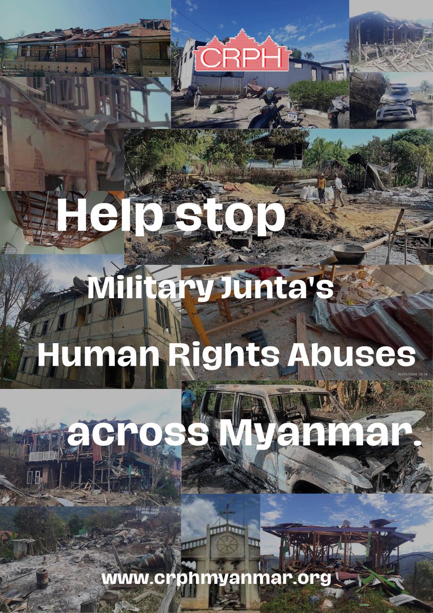 Military junta continues target #homes.
Military junta continues target #schools.
Military junta continues target #hospitals.
Military junta continues target #IDPsCamps.
Military junta continues target #churches.

📢Help stop now. 

#civiliansnotatarget 
#NotATarget 
#WarCrimes