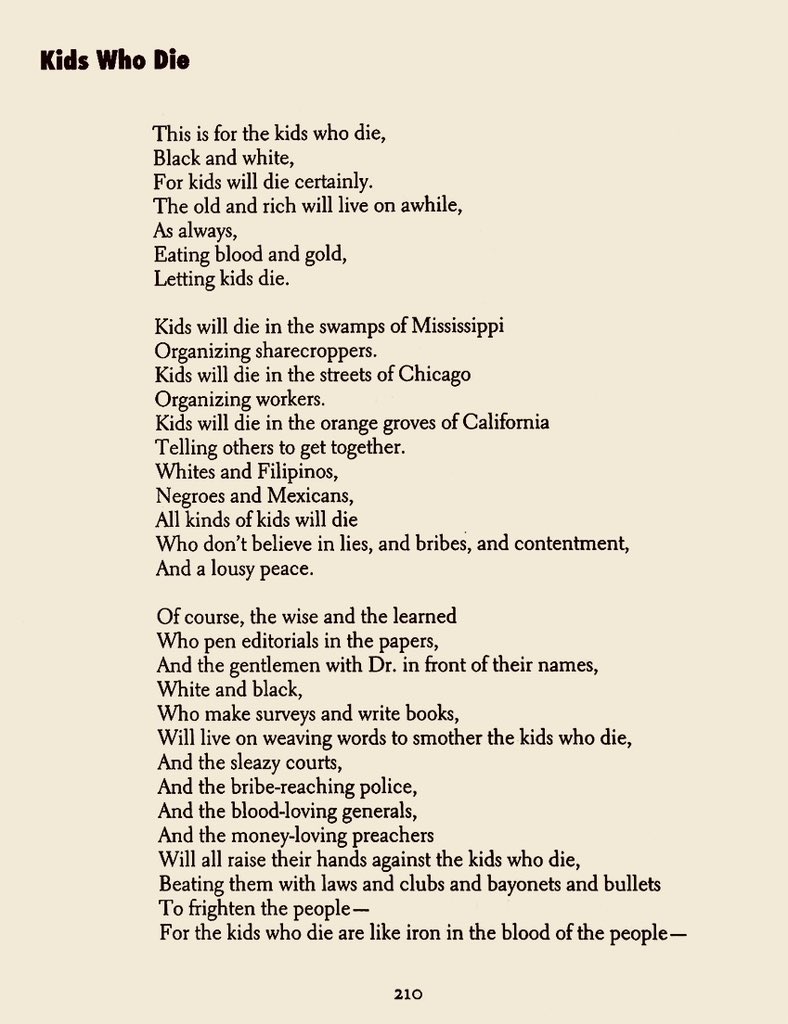 Langston Hughes, Kids who die (1938)