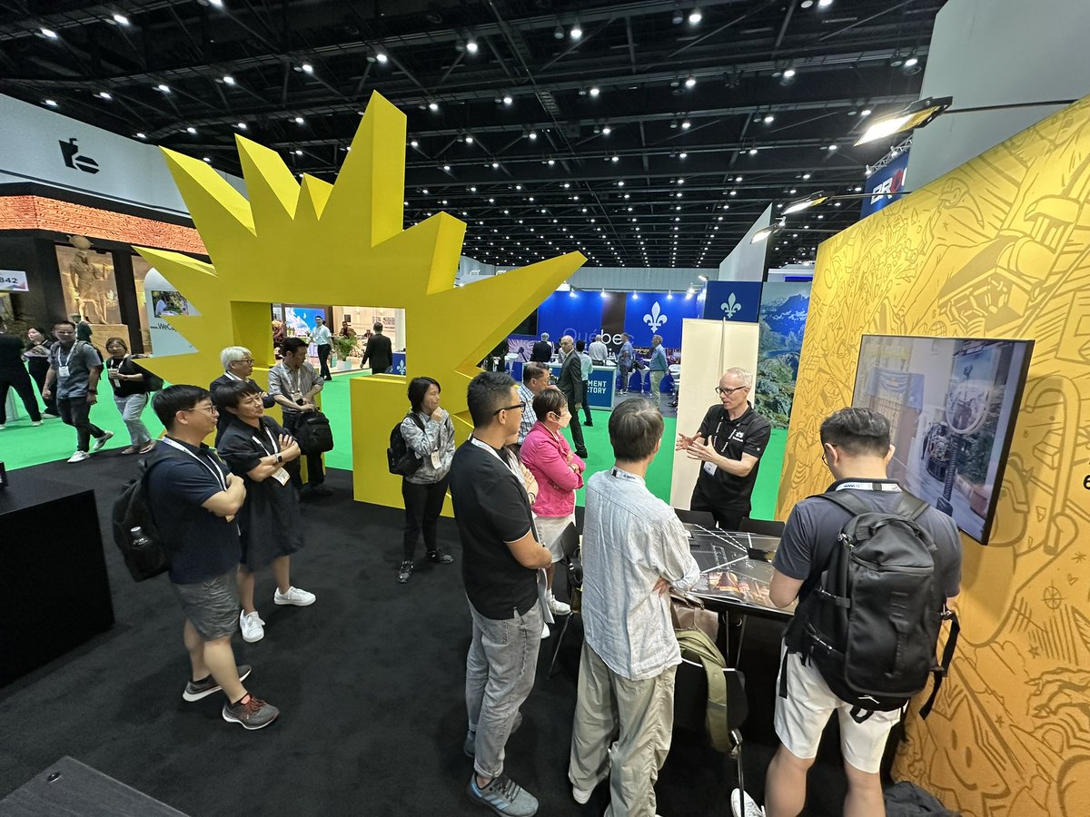 Triotech1's tweet photo. 🌟Day 2 at IAAPA Expo Asia, we're buzzing with excitement! 🌟
Honored by the visit of H.E. Ms. Ping Kitnikone, Ambassador of Canada to Thailand, and thrilled by the discussions about the Grand Opening of #PuyduFouAsia #SAGA #CityofLight in Shanghai! 🎉 🙏
#triotech #creatorsoffun https://t.co/7gxojgDeWA