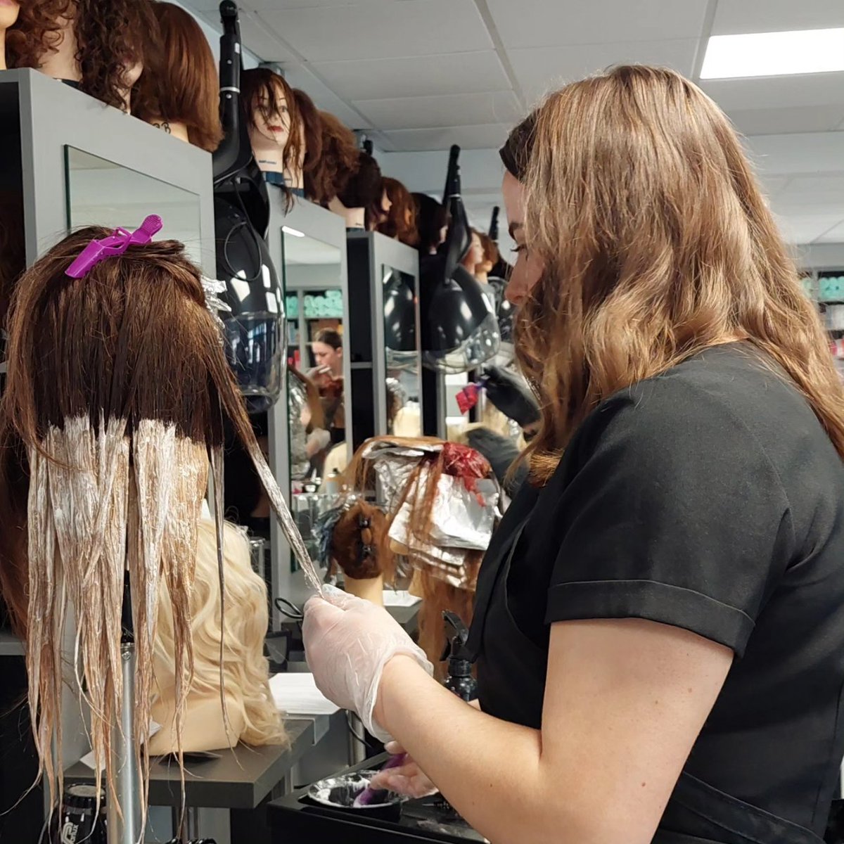 wcfe's tweet photo. .@wcfe Preliminary competition for World Skills at WCFE new hair salon. Thomas Downes judging @nha_raheencampus @apprenticesIrl #wearewcfe #hairdressing #worldskills #competition #wwetb #wcfe https://t.co/PQdeDxi7CB