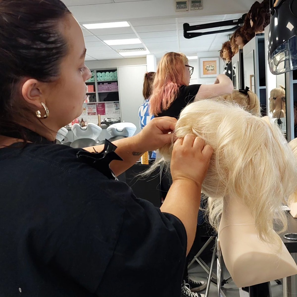 wcfe's tweet photo. .@wcfe Preliminary competition for World Skills at WCFE new hair salon. Thomas Downes judging @nha_raheencampus @apprenticesIrl #wearewcfe #hairdressing #worldskills #competition #wwetb #wcfe https://t.co/PQdeDxi7CB