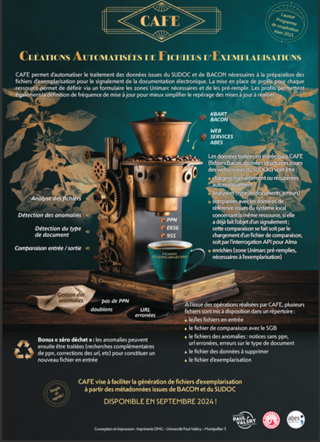 com_abes's tweet photo. Et élu meilleur poster des #jabes24, Café : création automatisée de fichiers d'Exemplarisation @umontpellier @univpaulvalery https://t.co/gqK6KPymhC