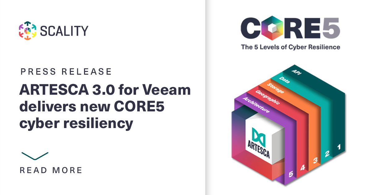 scality's tweet image. 🚀  We are excited to introduce #ARTESCA 3.0 to the world! 🌏 ARTESCA 3.0 for @Veeam takes data protection beyond #immutability with 5 levels of defense against AI-fueled #ransomware. 

Get all of the details here: bit.ly/4dW1Wno