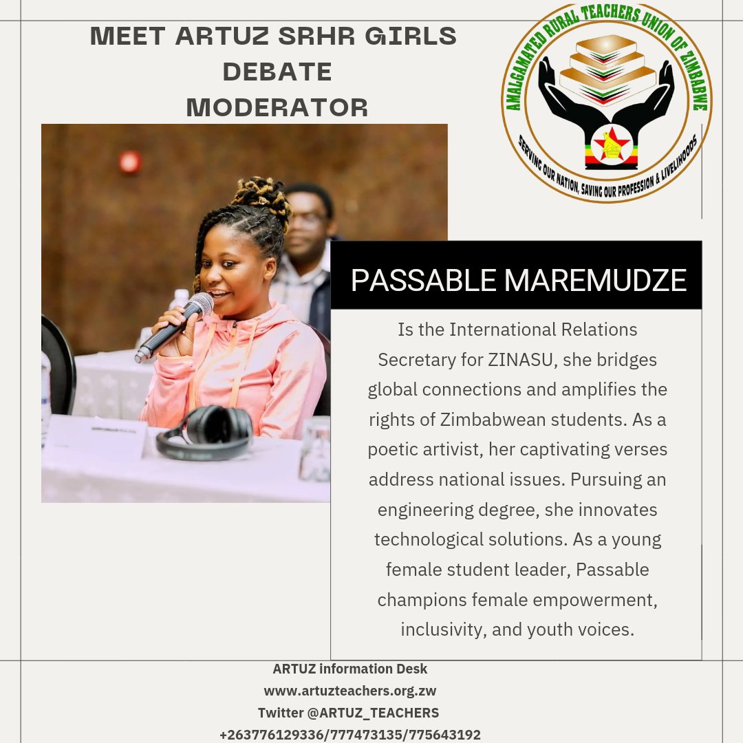 Meet @passiemaremudze , @ZINASU's International Relations Secretary, who fosters global connections & advocates for Zim student rights. As a poetic artivist, her verses weave change. This young female leader champions empowerment, inclusivity & youth voices.