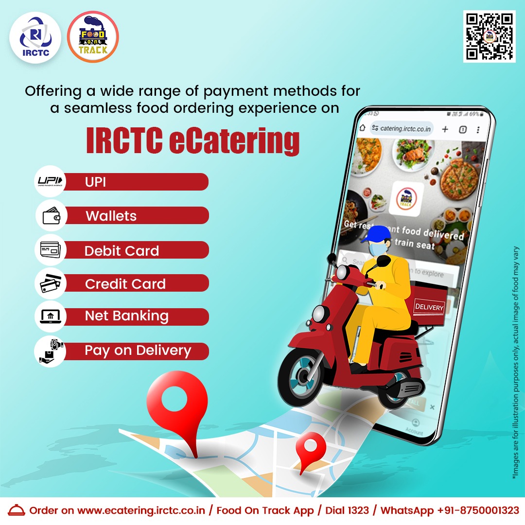 Pay for your orders on IRCTC eCatering using your preferred payment method and enjoy your meals. 🌐Click on ecatering.irctc.co.in 👉Install #FoodOnTrack app 📞1323/WhatsApp +91-8750001323 #trainfood #foodintrain #ReliableFoodDelivery #orderandrelax #orderfoodonline