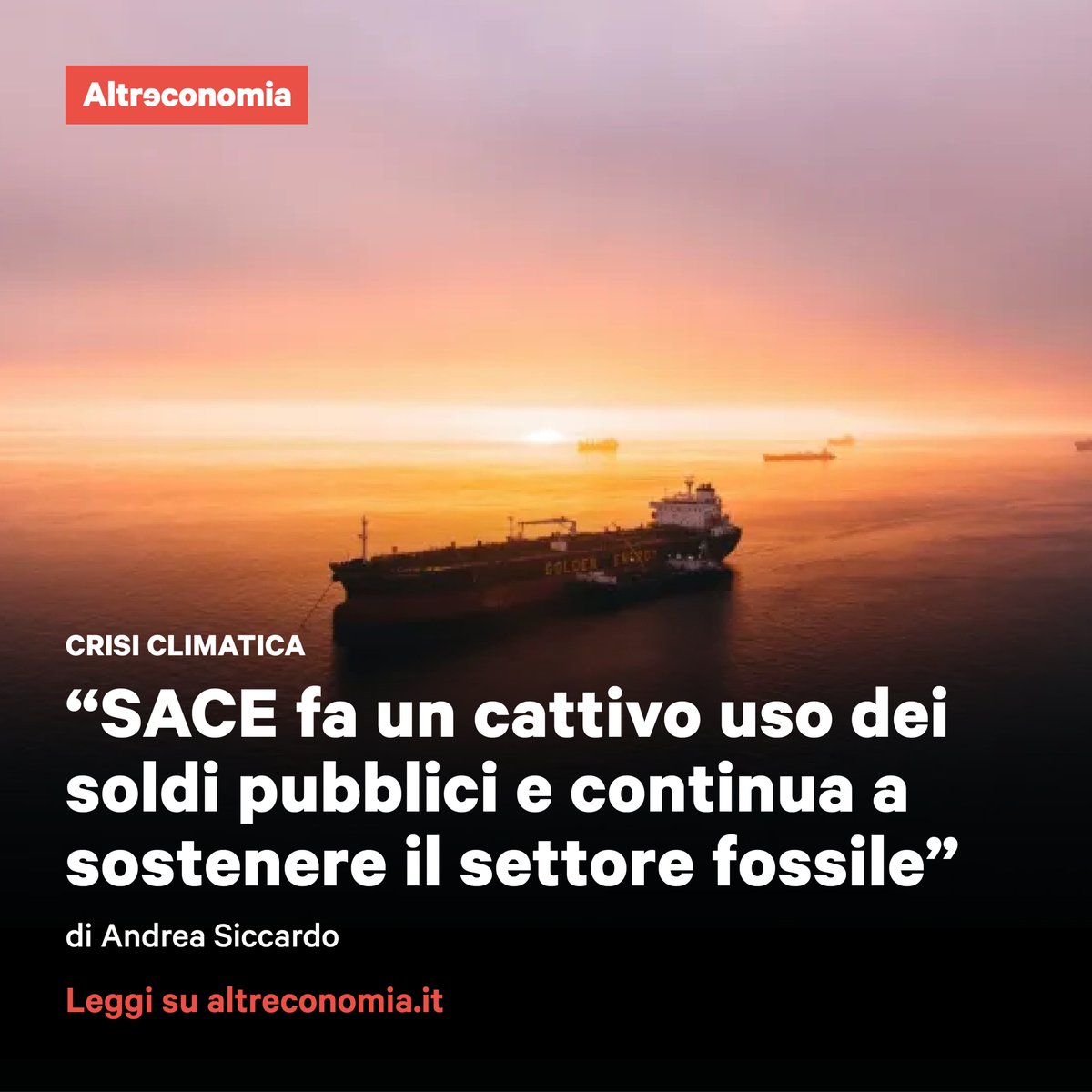 @Recommon ha presentato un esposto alla Corte dei conti sull’operato di #SACE, controllata dal ministero dell’Economia. Da quando è in vigore l’Accordo di Parigi sul clima del 2016 avrebbe emesso garanzie per il settore fossile per venti miliardi di euro 👉t.ly/f_5oj