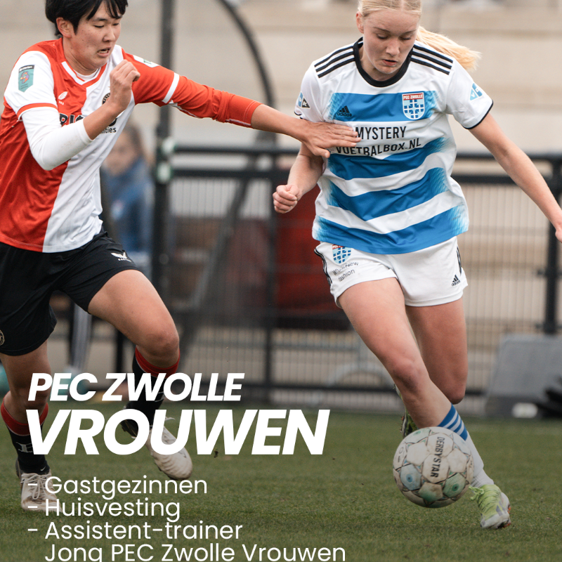 PECVrouwen's tweet photo. Vacatures | PEC Zwolle Vrouwen

💙 Matchday is de mooiste dag van de week
🔥 Betrokken bij de ontwikkeling van onze vrouwen
🤩 Onderdeel van de staf en het team

#peczwollevrouwen