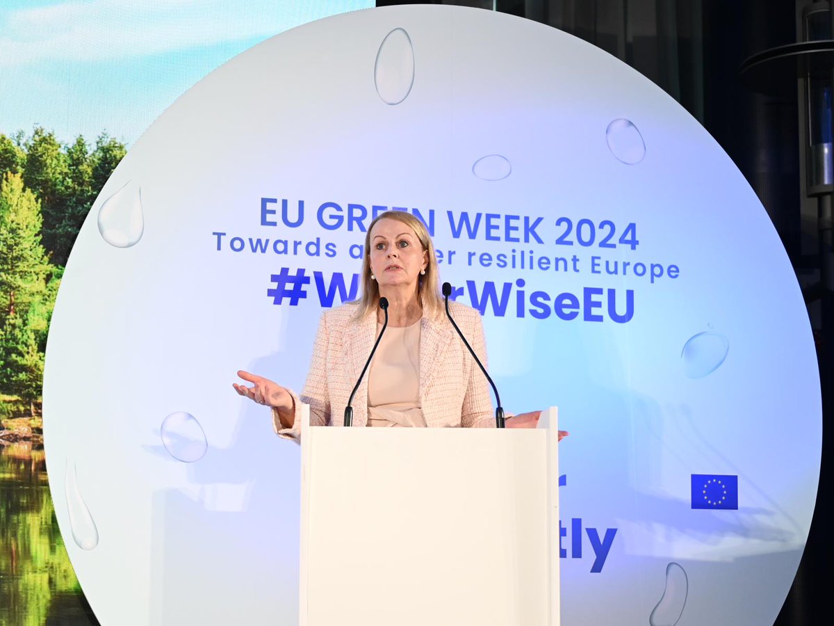 Welcome to the #EUGreenWeek 2024 from 🇪🇺 Director General @florikafink, a week of exciting events to see water differently!

Across the EU, water issues are worsening due to #ClimateChange, mismanagement, pollution & ecosystems degradation.

We need change, we need a #WaterWiseEU