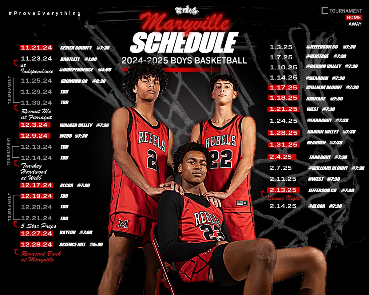 MHSRebelsMBB's tweet photo. 𝟐𝟒’-𝟐𝟓’ 𝐒𝐜𝐡𝐞𝐝𝐮𝐥𝐞 𝐑𝐞𝐥𝐞𝐚𝐬𝐞🗓️

Excited to release our schedule for this upcoming season. Put together one of the toughest schedules around that features high level tournaments, classics, and non-conference opponents.

#GoRebels | #ProveEverything https://t.co/u4FjYDzE38