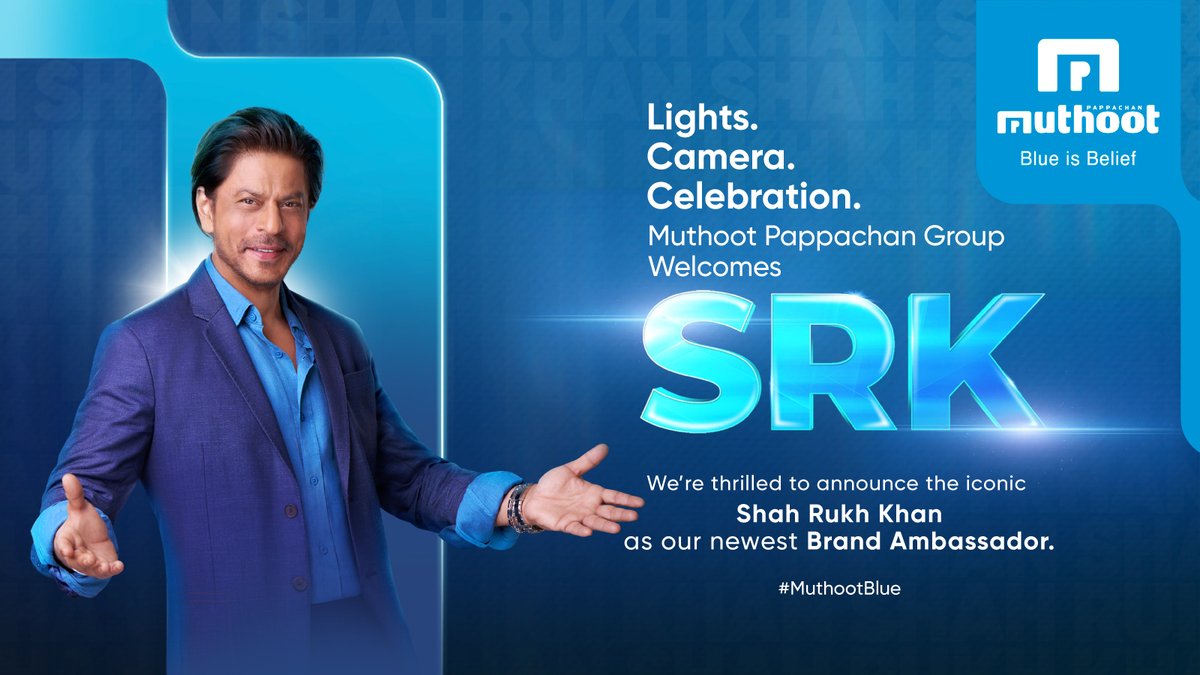 The Superstar has arrived. Muthoot Pappachan Group is proud to announce the legendary Shah Rukh Khan as our newest brand ambassador. Join us in welcoming King Khan to the Muthoot Pappachan family!​ #ShahRukhKhan #BrandAmbassador #MuthootPappachanGroup #MuthootFinCorp