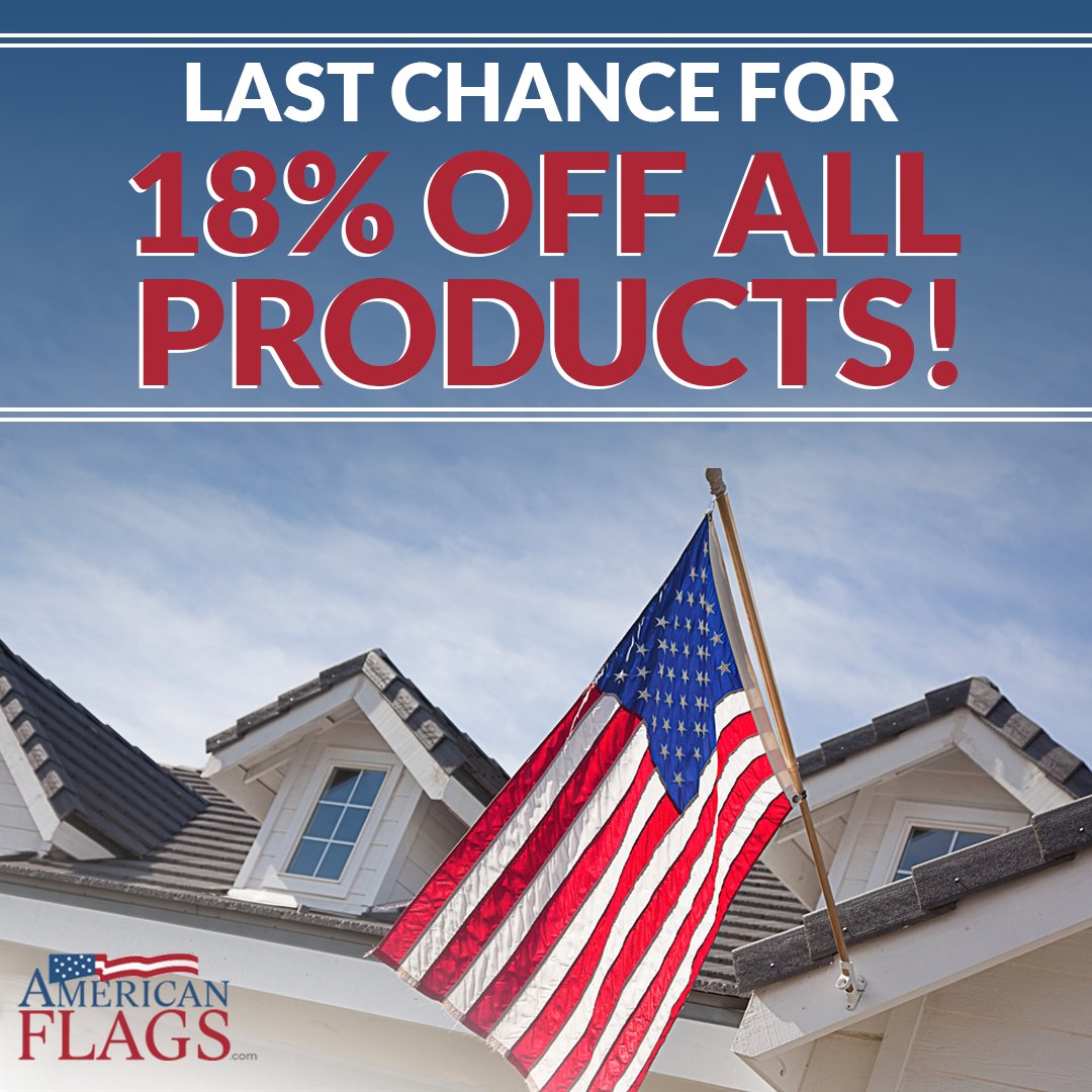 AmericanFlags's tweet image. 🚨 Last chance at AmericanFlags .com! Get 18% off U.S.-made flags and celebrate with the proud colors of our Revolutionary Heroes 🎖️. Don’t miss our biggest discount of the year! 

Order today: bit.ly/3w5m9pw

#USMadeFlags #FlagSale #RevolutionaryHeroes 🌟