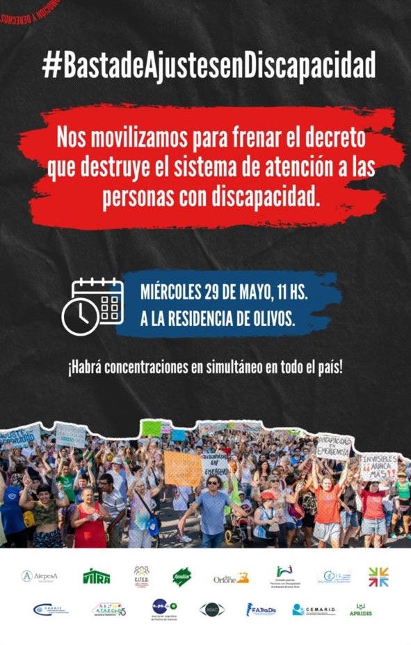 #BastaDeAjusteEnDiscapacidad
Hoy movilización a la residencia de Olivos 11 horas.