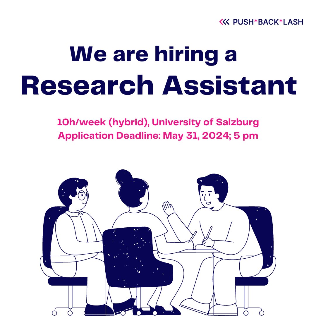 Job Alert @PLUS_1622 🔸Research Assistant for @PushBackLash (from June 15, 2024, to December 31, 2025) 🔸Background in Sociology or Political Science 🔸Knowledge of/interest in gender studies/feminist scholarship 🔸Deadline for application: 31 May 2024 More information below 👇