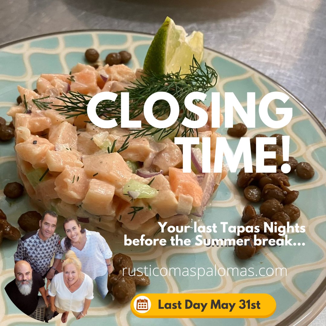 RusticoTapas's tweet image. Closing time! Last tapas nights ahead before we close in June! Do not miss out and call us for your table. rusticomaspalomas.com/menu