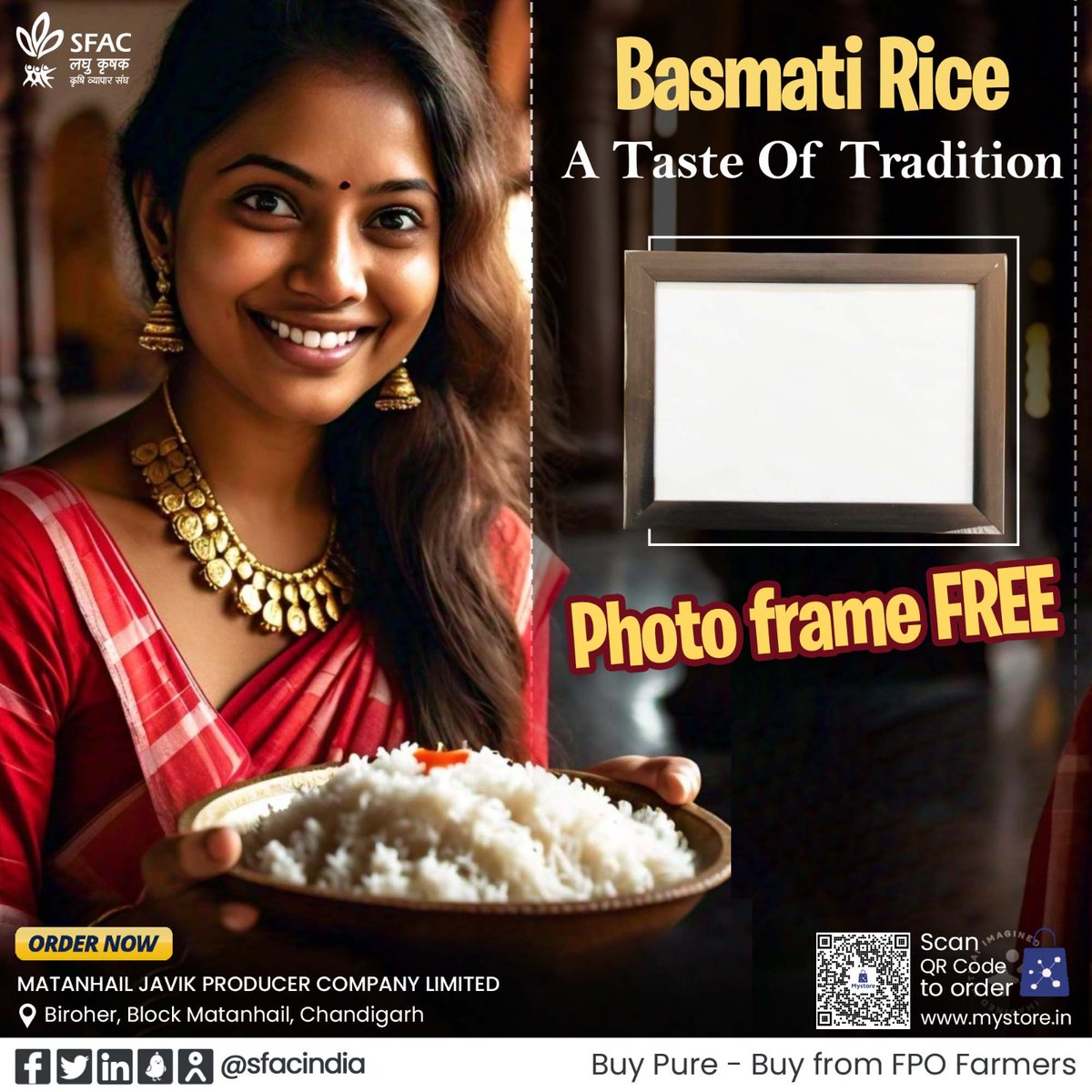 Famous for its aroma, fluffy texture, & superior taste, Basmati rice is ideal for making delicious traditional dishes like kheer.

Buy straight from FPO farmers👇

mystore.in/en/product/bas…

🍚

#VocalForLocal #healthychoices #healthyeating #healthyhabits #tastyrecipes #tasty