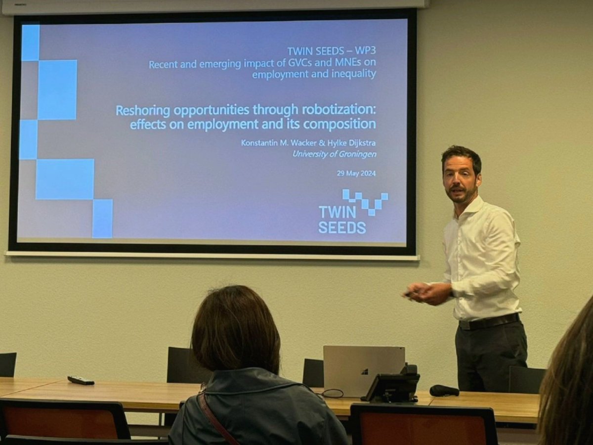 Konstantin M. Wacker (@km_wacker) on Twitter photo YES: #Robots 🤖 may bring back some foreign production stages.
BUT: that is not significantly associated with employment increases 👨🏼🏭
Those are first results from our <a href="/twinseedsEU/">TWIN SEEDS</a> project I presented today at the #GGDC conference <a href="/univgroningen/">University of Groningen</a> Stay tuned for more results. YES: #Robots 🤖 may bring back some foreign production stages.
BUT: that is not significantly associated with employment increases 👨🏼🏭
Those are first results from our <a href="/twinseedsEU/">TWIN SEEDS</a> project I presented today at the #GGDC conference <a href="/univgroningen/">University of Groningen</a> Stay tuned for more results.