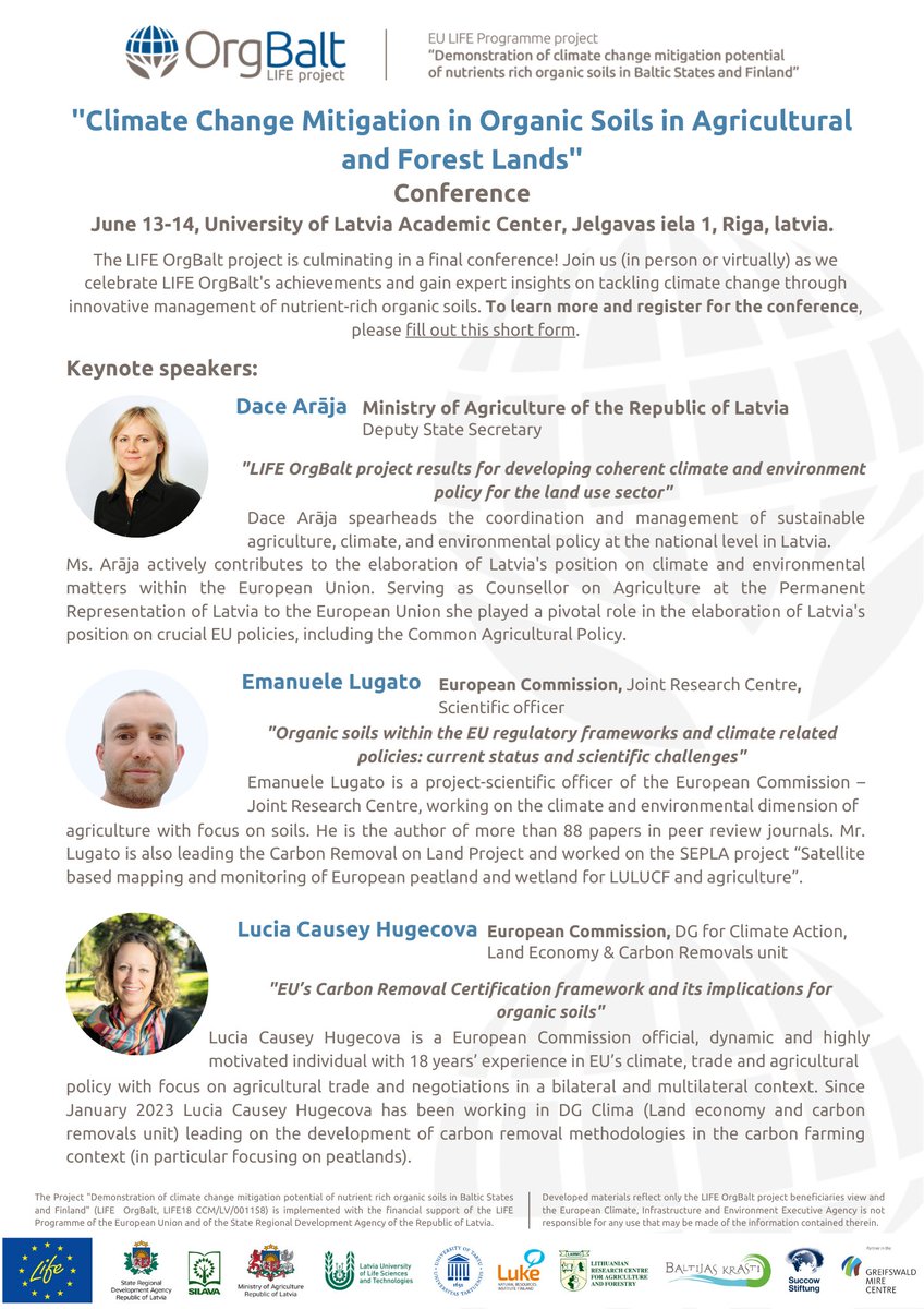 balticoasts's tweet photo. Iepazīstieties ar LIFE @orgbalt projekta konferences ''keynote'' runātājiem. Reģistrācija joprojām atvērta: https://t.co/uze11fbEr4 #organiskā #augsne #konference #klimats #ogleklis #zinātne https://t.co/b4uo1jmamg