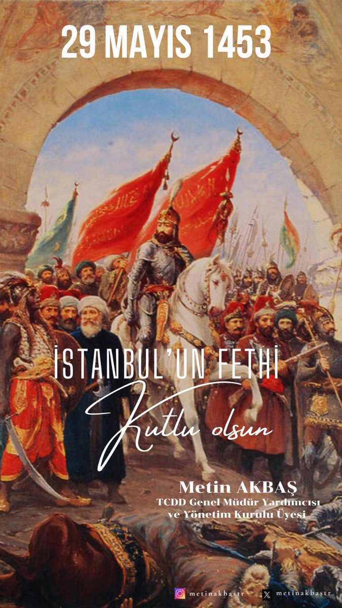 "İstanbul muhakkak fethedilecektir. Onu fetheden komutan ne güzel komutan;onu fetheden ordu ne güzel ordu."
Hadisiyle Peygamberimiz'in övgüsünü kazanan Fatih Sultan Mehmet Han ve Vatan için canlarını feda eden kahraman ecdadımızı İstanbul'un fetih yıldönümünde rahmetle anıyorum.