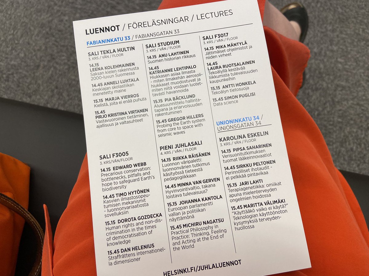 Hannamaija Helander (@hmhelander) on Twitter photo 25 uutta Helsingin yliopiston proffaa pitää tänään juhlaluentonsa. Nyt prof. Pia Bäcklund kertoo aluesuunnittelujärjestelmästä, joka vaikuttaa monimutkaiselta. Luottamushenkilötkään eivät aina ole siitä tietoisia, vaikka suunnittelu on poliittista.
#uudetprofessorit <a href="/helsinkiuni/">University of Helsinki</a> 25 uutta Helsingin yliopiston proffaa pitää tänään juhlaluentonsa. Nyt prof. Pia Bäcklund kertoo aluesuunnittelujärjestelmästä, joka vaikuttaa monimutkaiselta. Luottamushenkilötkään eivät aina ole siitä tietoisia, vaikka suunnittelu on poliittista.
#uudetprofessorit <a href="/helsinkiuni/">University of Helsinki</a>