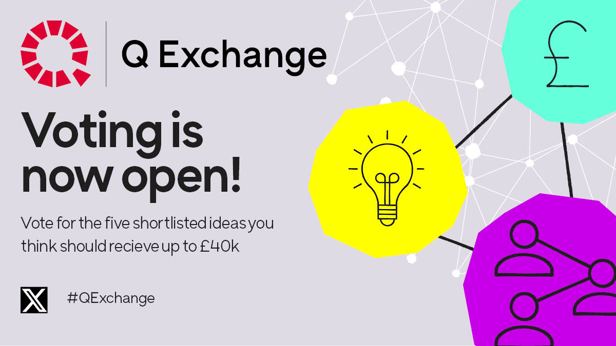 The Q community (@theqcommunity) on Twitter photo Q Exchange voting is now open! 📢
#QCommunity members: vote for the five ideas you think should receive funding. 
Voting closes Wednesday 12 June 2024, view the shortlisted projects: brnw.ch/21wKeUm
#QExchange Q Exchange voting is now open! 📢
#QCommunity members: vote for the five ideas you think should receive funding. 
Voting closes Wednesday 12 June 2024, view the shortlisted projects: brnw.ch/21wKeUm
#QExchange