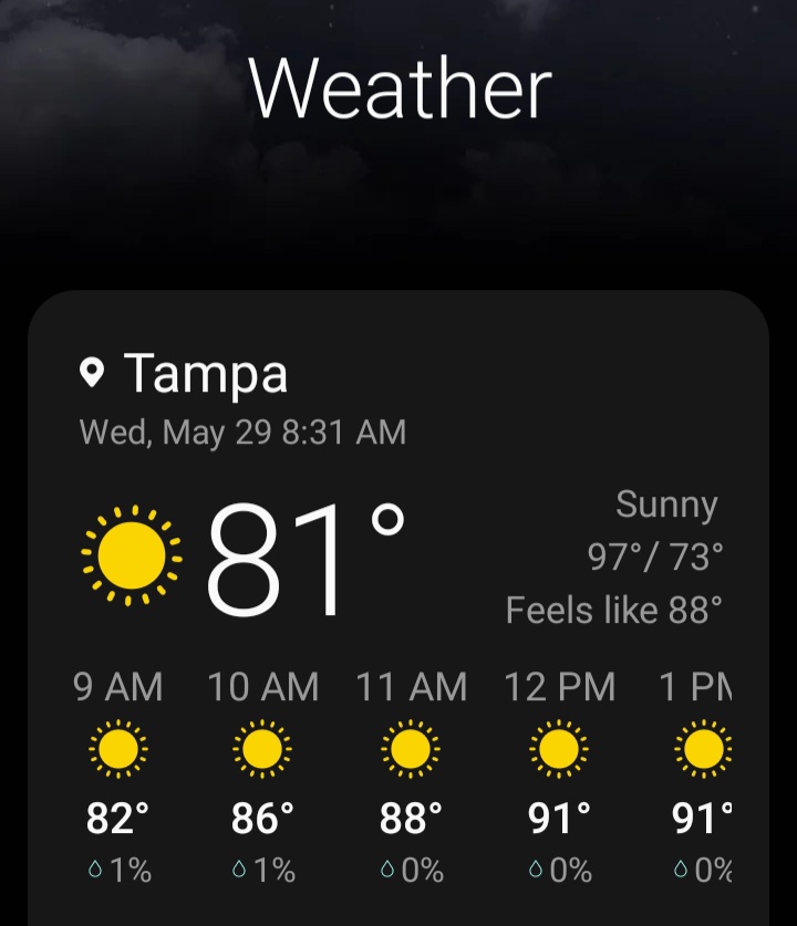 Good morning #Tampa #Florida looking at #weather this morning #humpday it's hot @NWSTampaBay