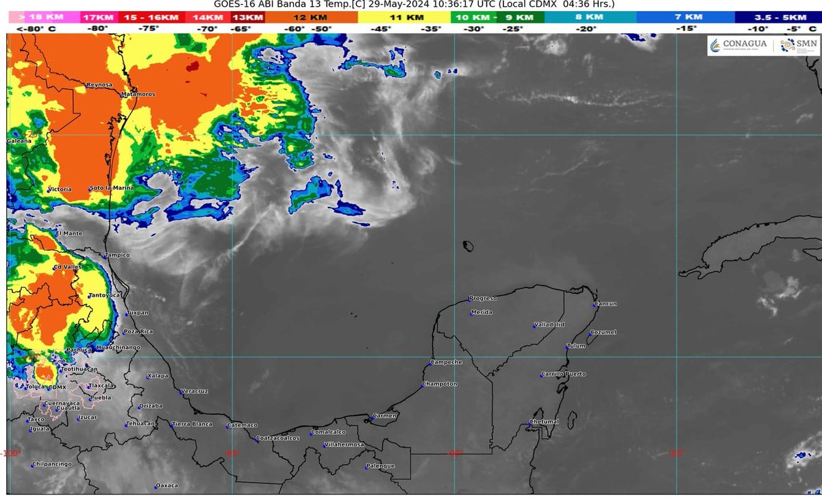 1.- La circulación anticiclónica localizada en niveles medios de la atmósfera, mantendrá la tercera Onda de Calor sobre la Península de Yucatán y el Estado de Quintana Roo, registrándose ambiente diurno caluroso a muy caluroso y caluroso por la madrugada y al amanecer, cielo