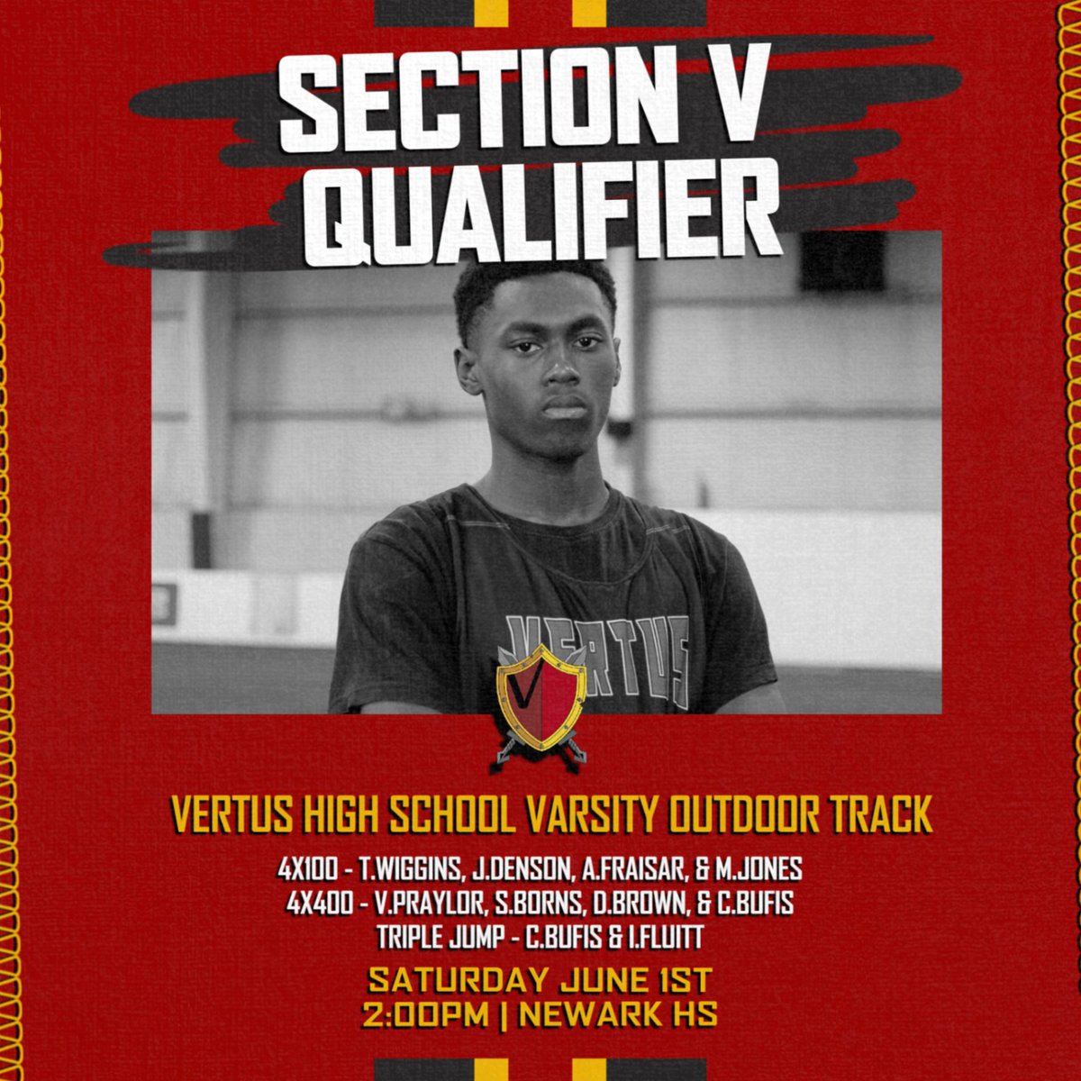 VertusAthletics's tweet photo. Vertus has several student athletes representing the Outdoor Track team in this Saturday's Section V Qualifiers!!  Let's Go Warriors!!

#vertustrack #vertusathletics #vertusdifference https://t.co/QkSgMPbf0B